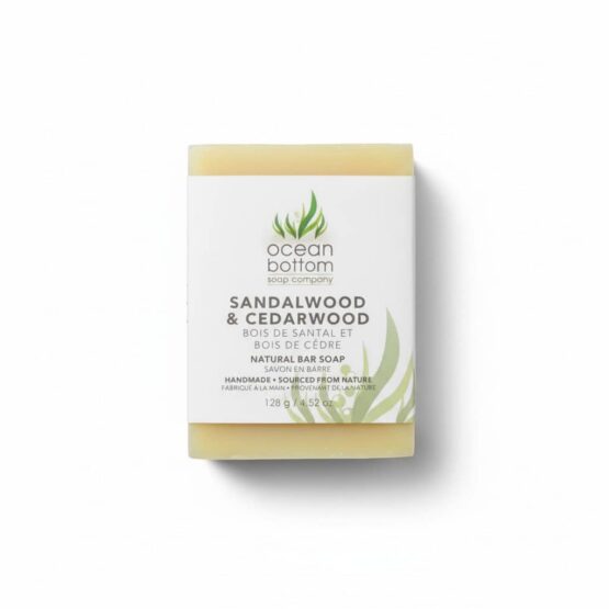 Sandalwood & Cedarwood Natural Bar Soap 128g white background