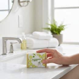 Cucumber Mint on bathroom counter