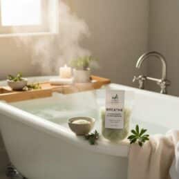 Breathe Bath Soak on tub