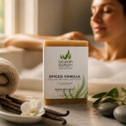 Spiced Vanilla Tallow Natural Bar Soap near bath