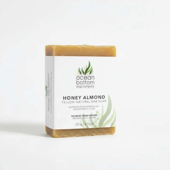 Honey Almond Tallow Soap with white background