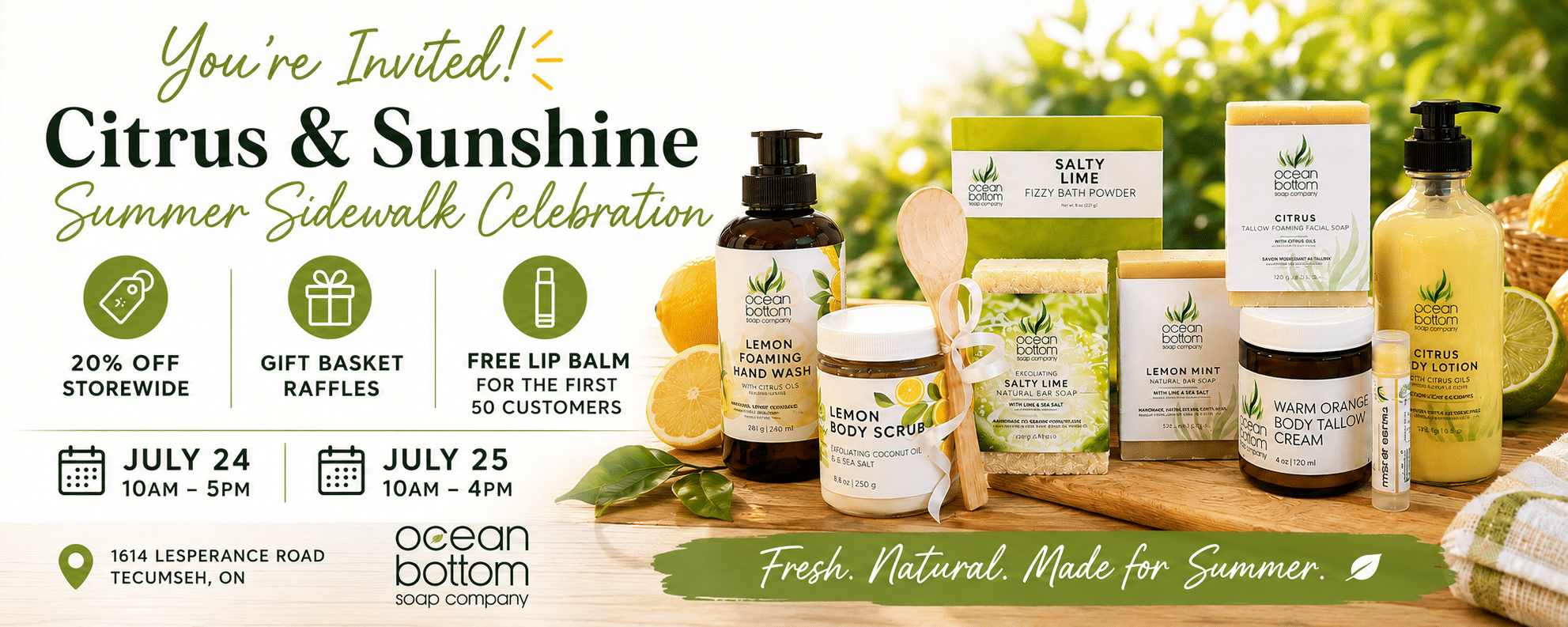 Citrus and Sunshine Summer Sidewalk Celebration at Ocean Bottom Soap Company
