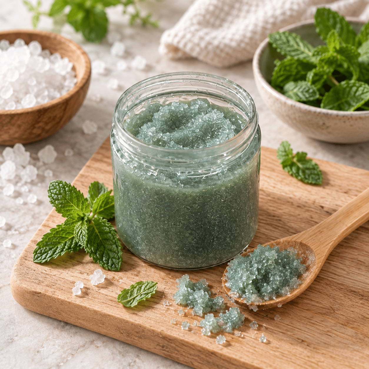 Mineral Mint Body Scrub no label- colour and texture